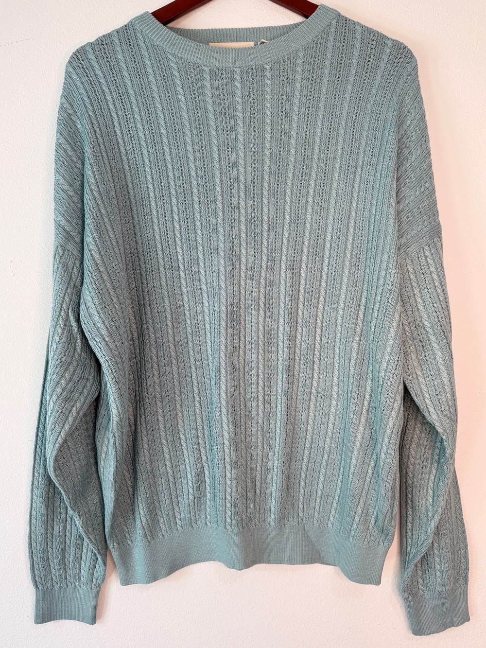 Vintage Barry Bricken 100% Silk Cable Knit‎ Sweater Mens M Oversized Preppy 90s